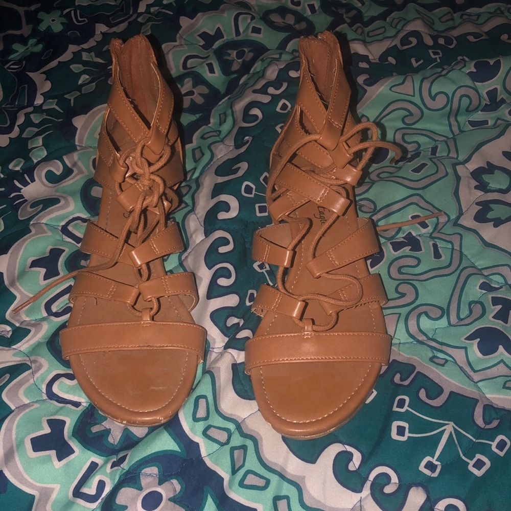 Brown American Eagle Sandals with slight heel
